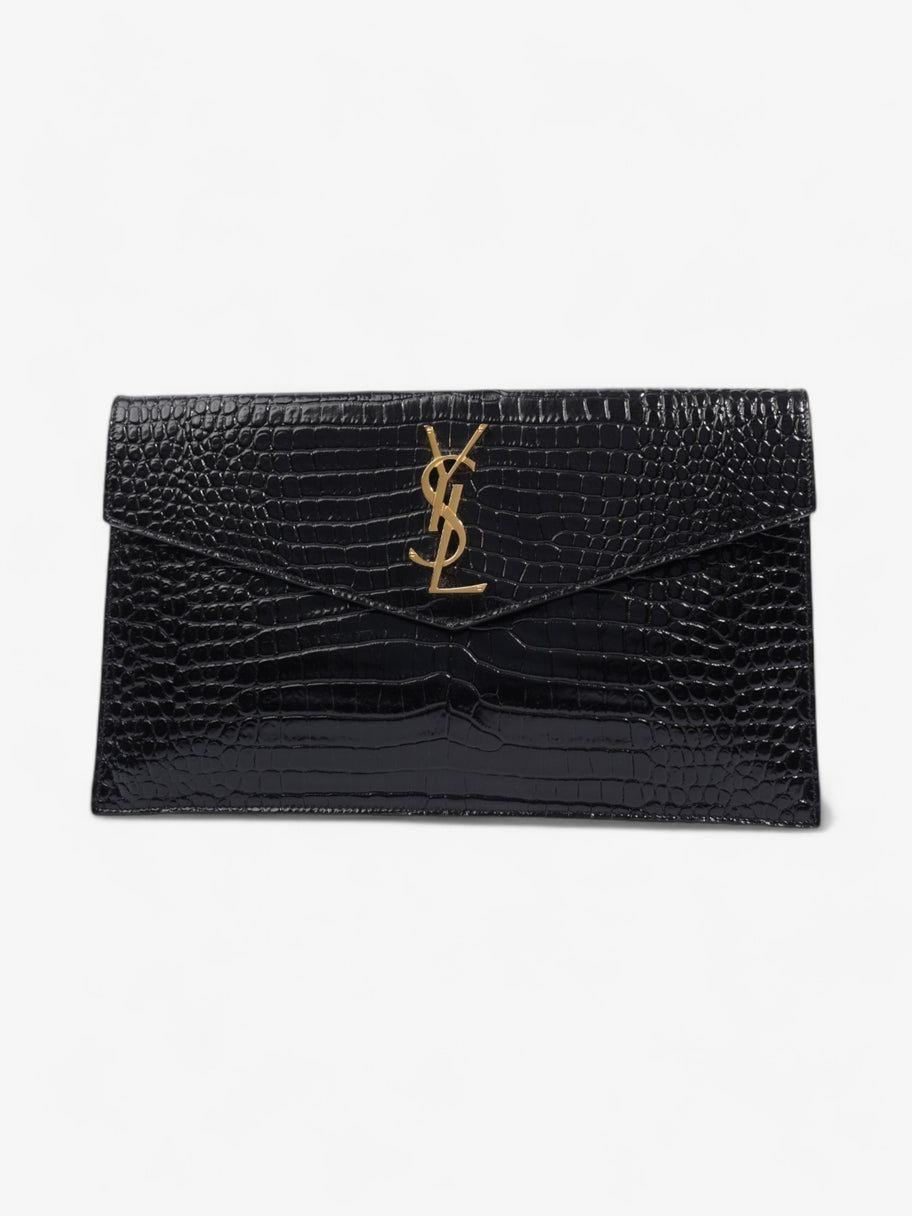 Saint Laurent Uptown Clutch Black Embossed Leather Image 1