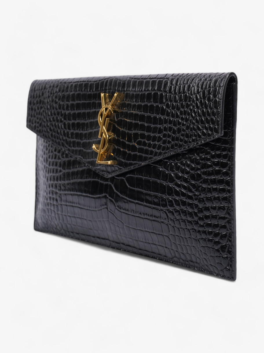 Saint Laurent Uptown Clutch Black Embossed Leather Image 4