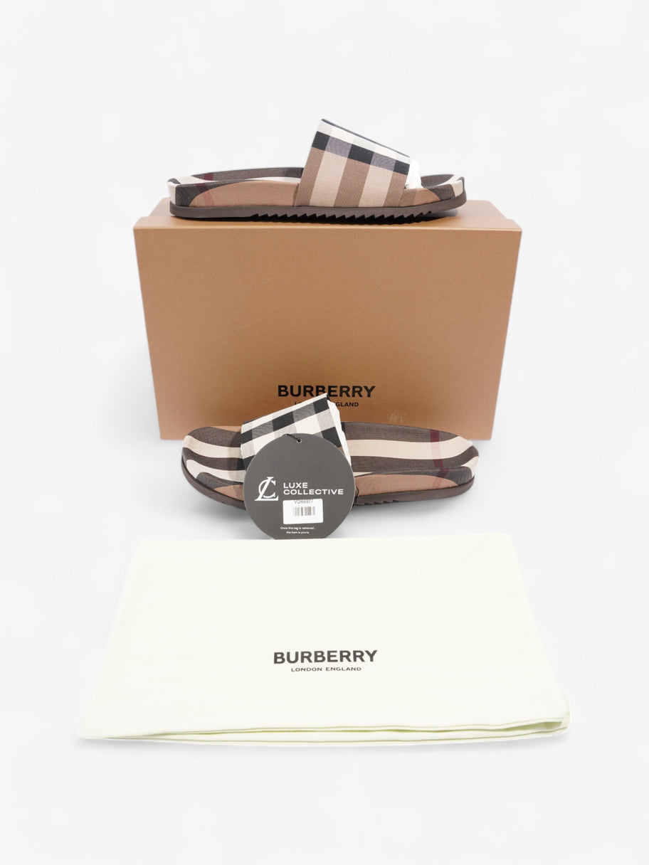 Burberry Check Slide Dark Birch Brown Cotton EU 43 UK 9 Image 10