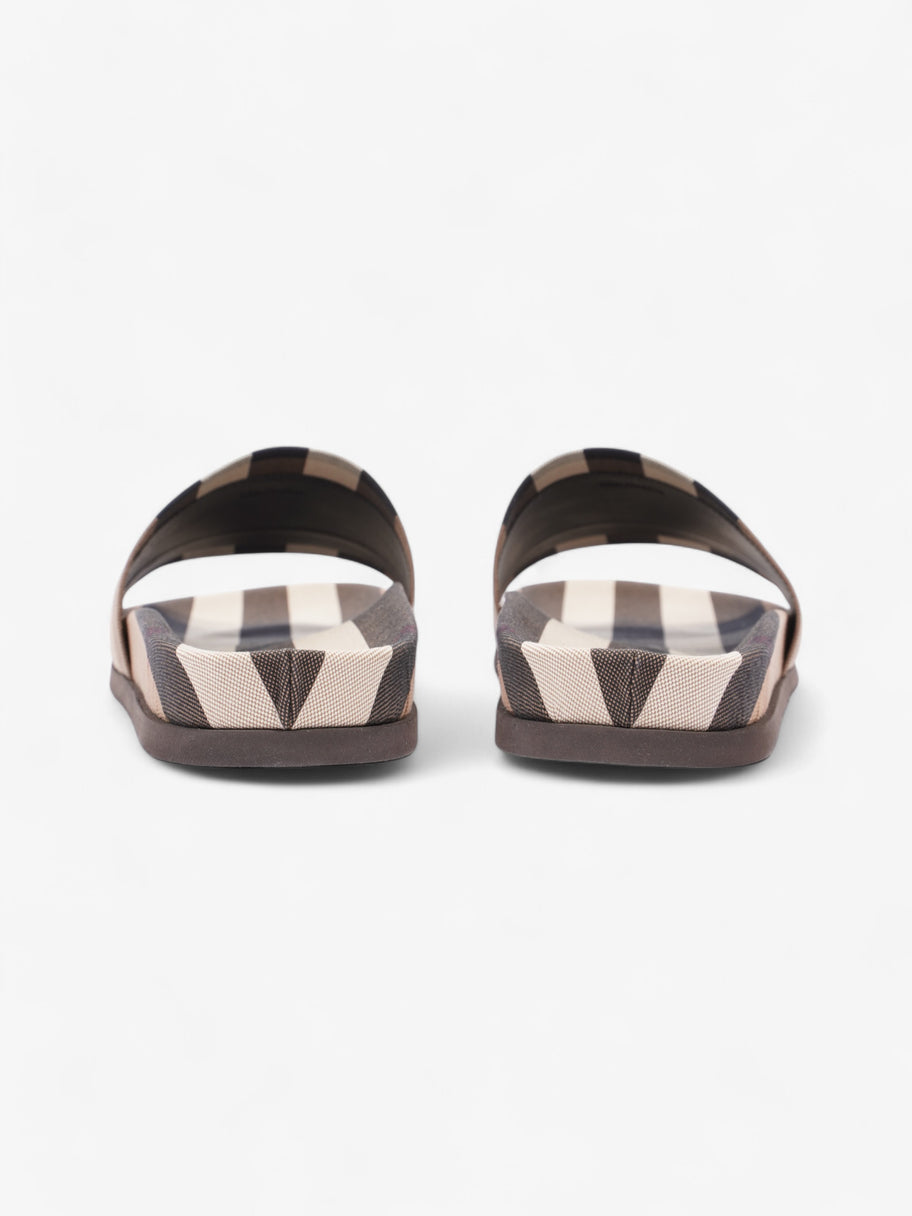 Burberry Check Slide Dark Birch Brown Cotton EU 43 UK 9 Image 6