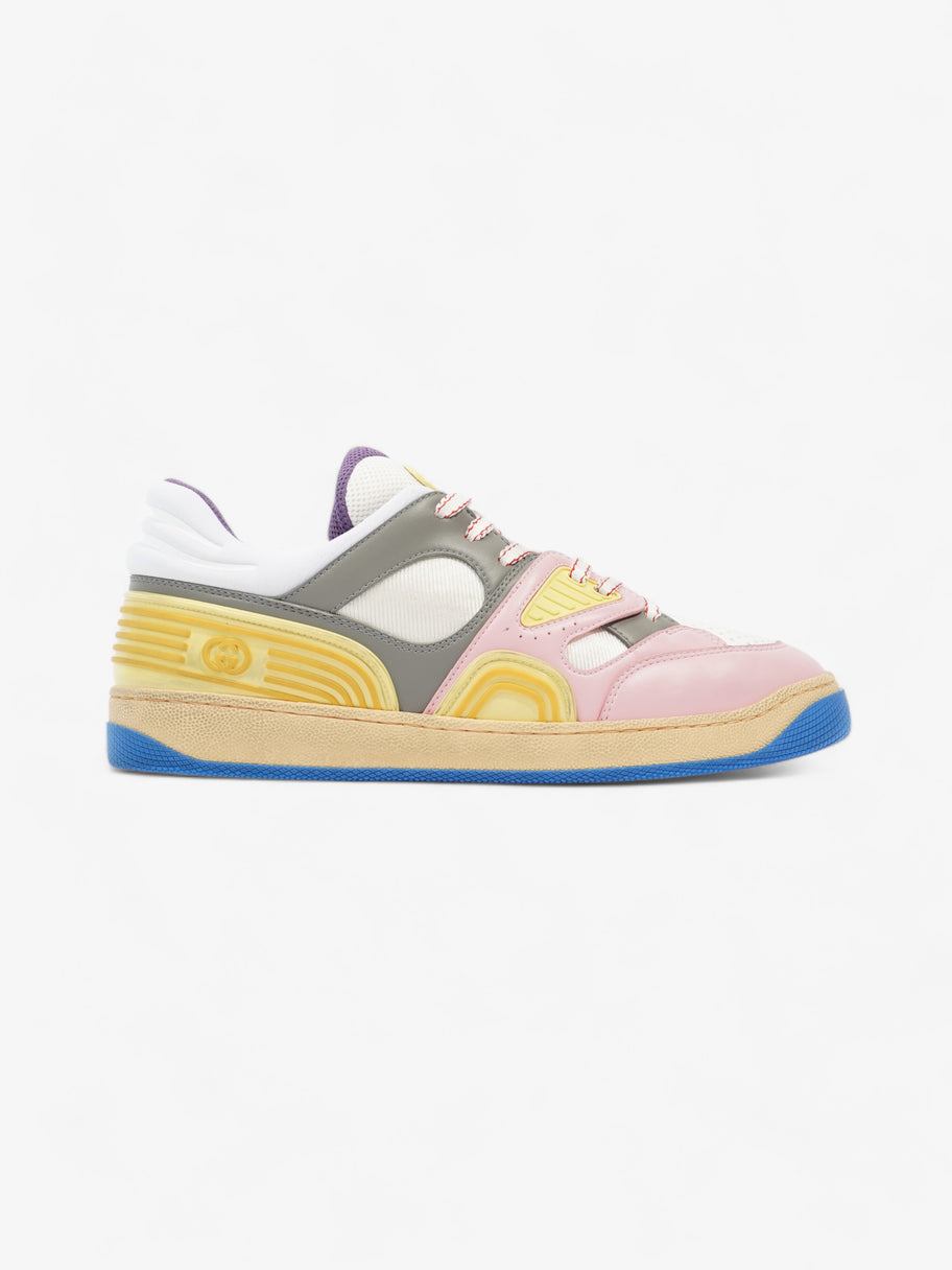 Basket Low-top Sneakers White / Pink / Yellow Leather EU 39.5 UK 6.5 Image 1