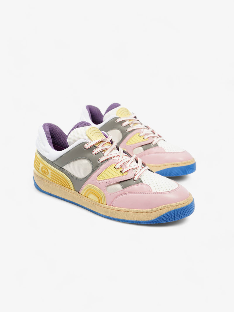  Basket Low-top Sneakers White / Pink / Yellow Leather EU 39.5 UK 6.5