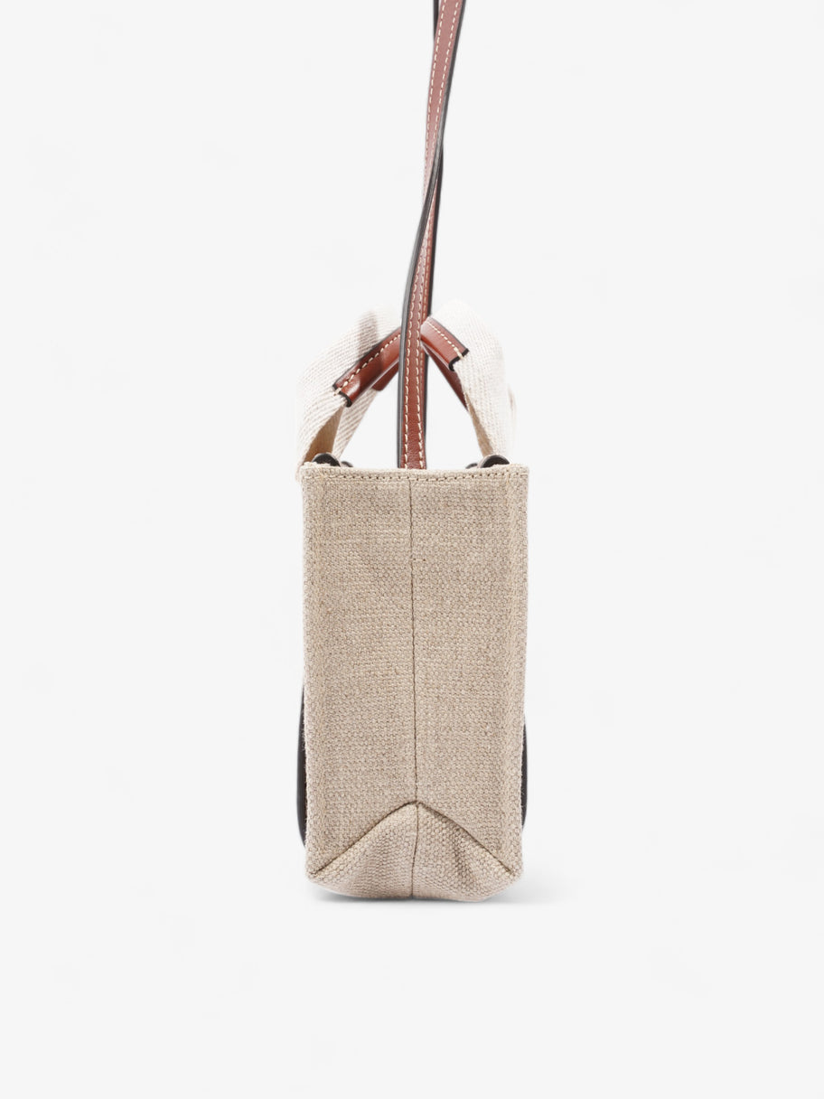 Woody Mini Tote Bag Beige / Brown / White Cotton Image 5