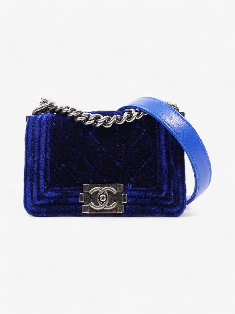 Chanel Boy Bag Royal Blue Velvet Mini Image 1