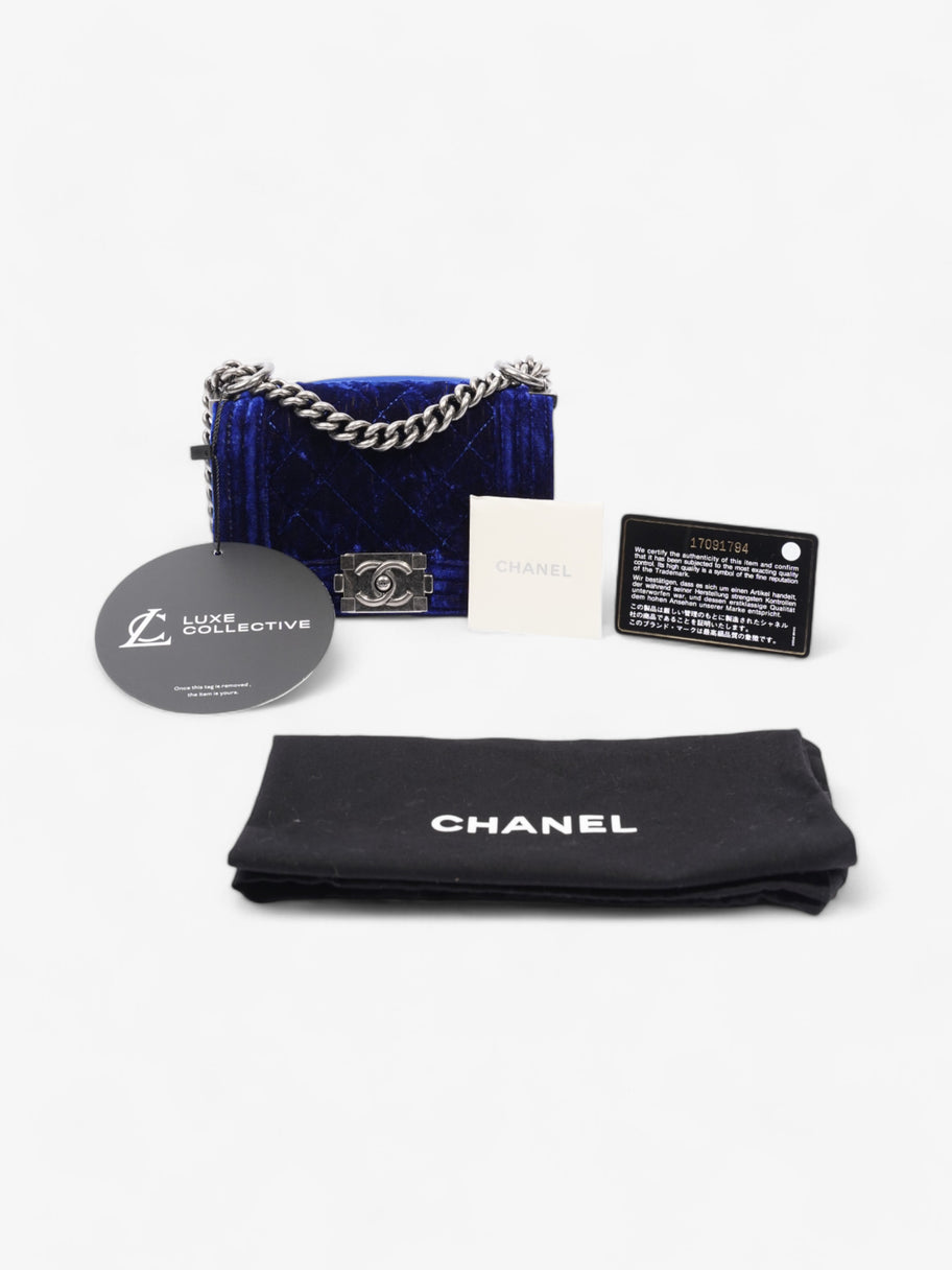 Chanel Boy Bag Royal Blue Velvet Mini Image 9