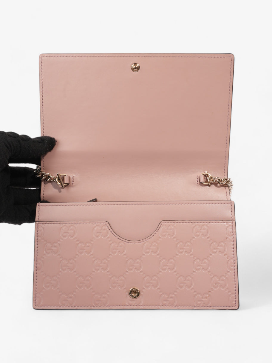 Gucci Bow Continental Chain Wallet Pink Guccissima Leather Image 8