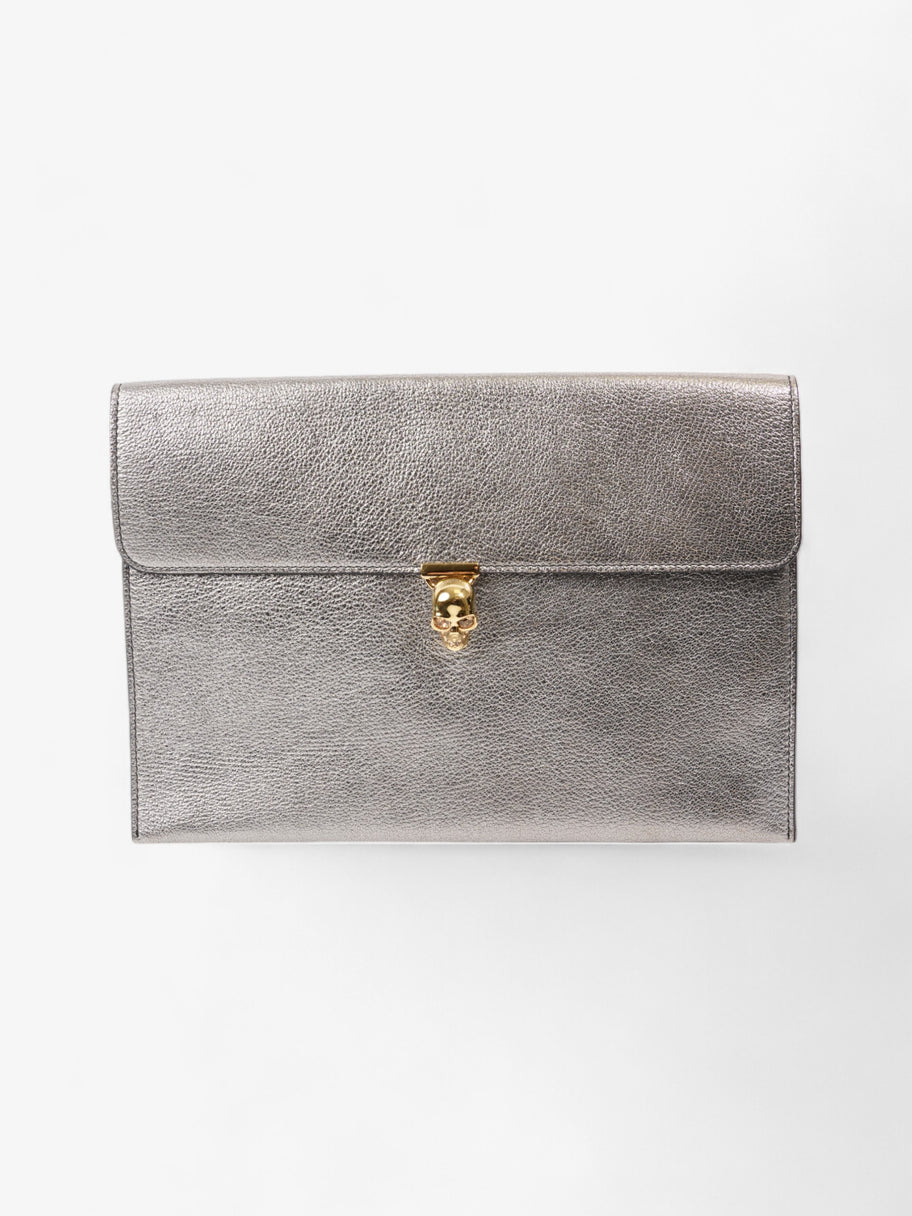 Alexander McQueen Skull Clutch Silver Leather Image 1