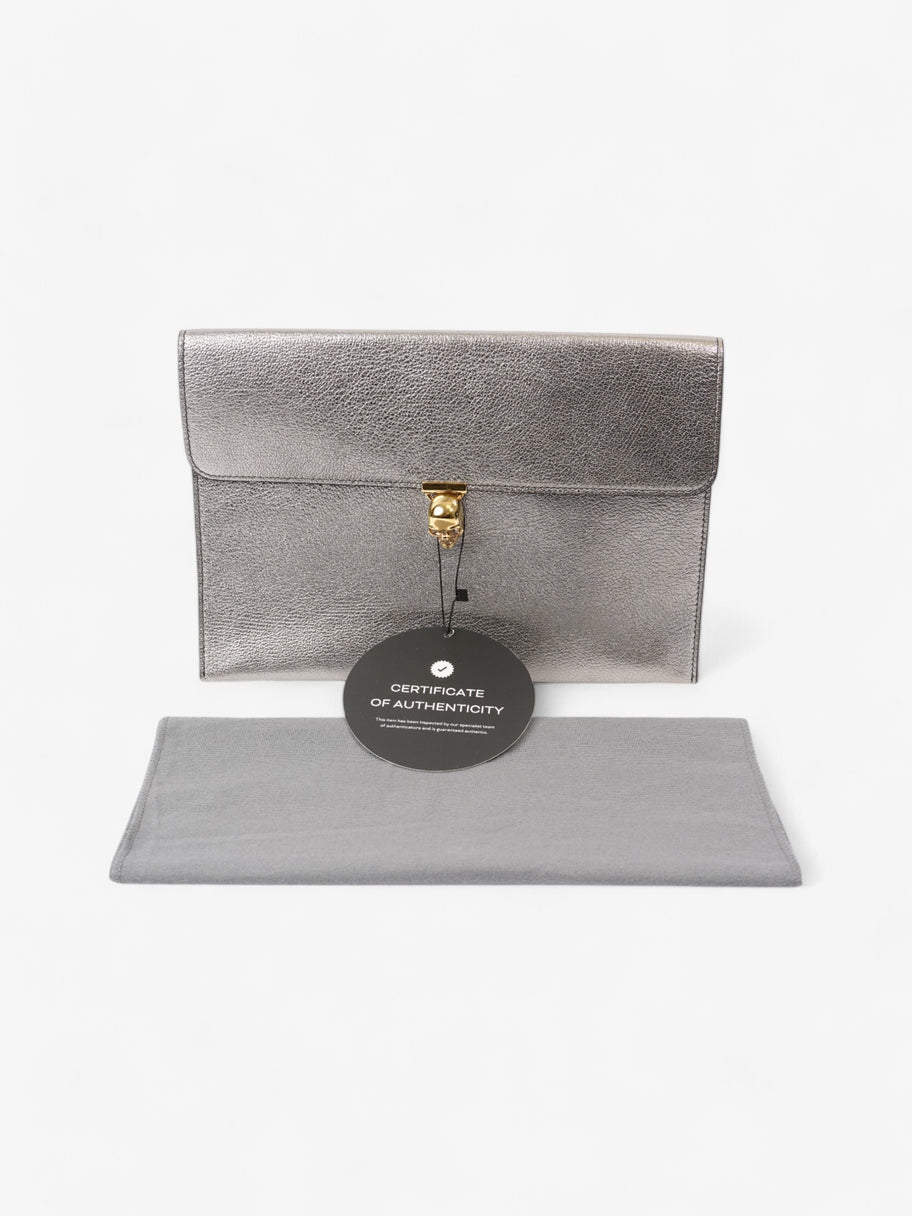 Alexander McQueen Skull Clutch Silver Leather Image 9