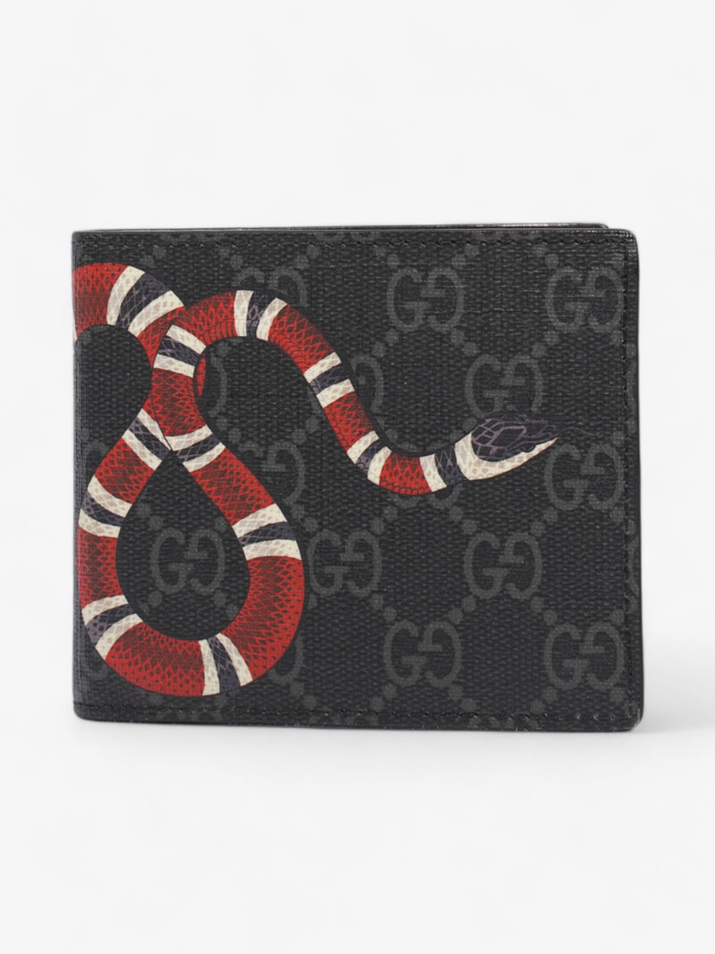  Gucci Kingsnake Print Bifold Wallet Black / Snake Canvas