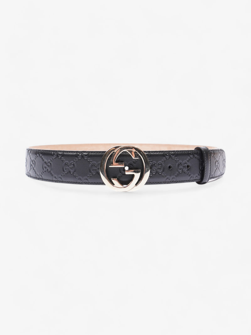  Gucci Interlocking G Belt Black GG Supreme Leather 90cm 36