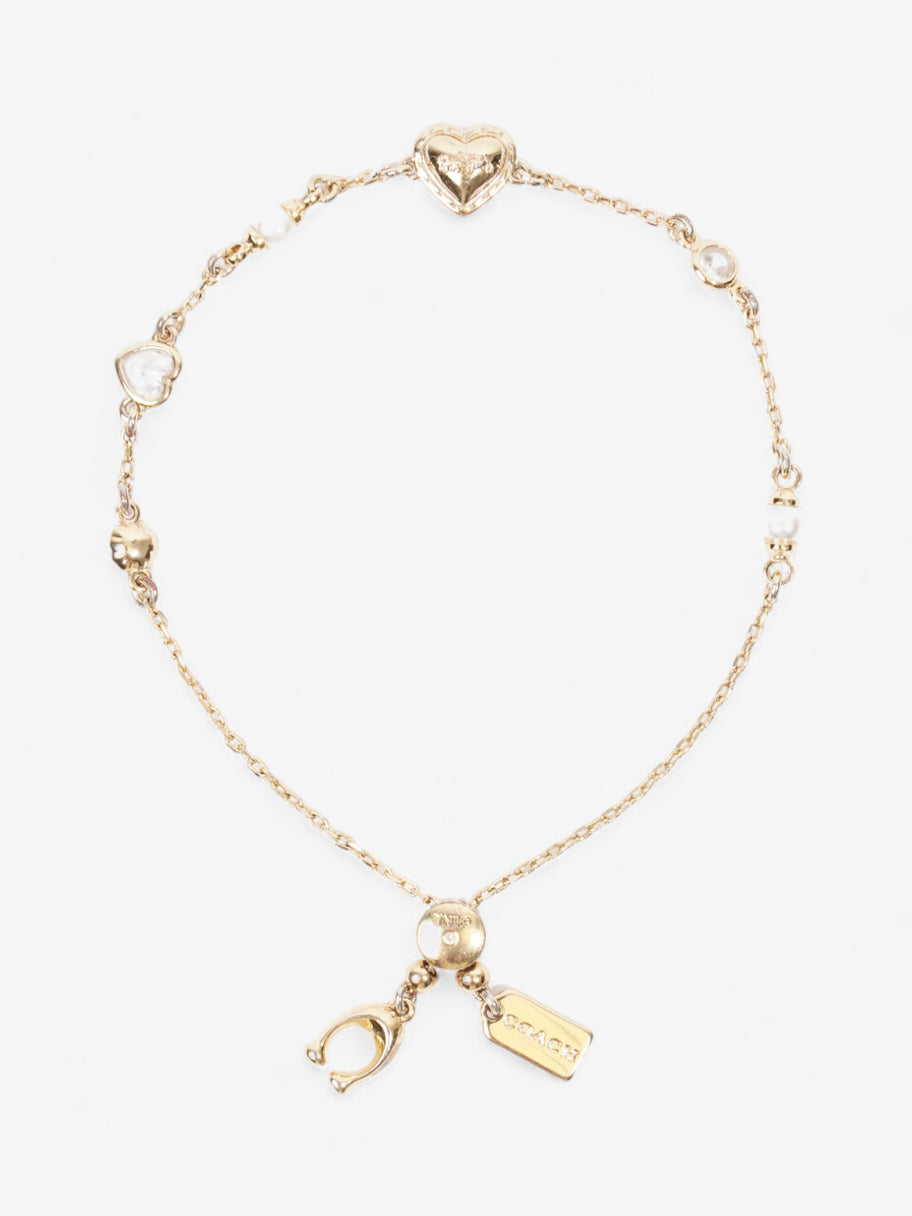 Coach Classic Crystal Pearl Slider Bracelet Gold Brass Image 1