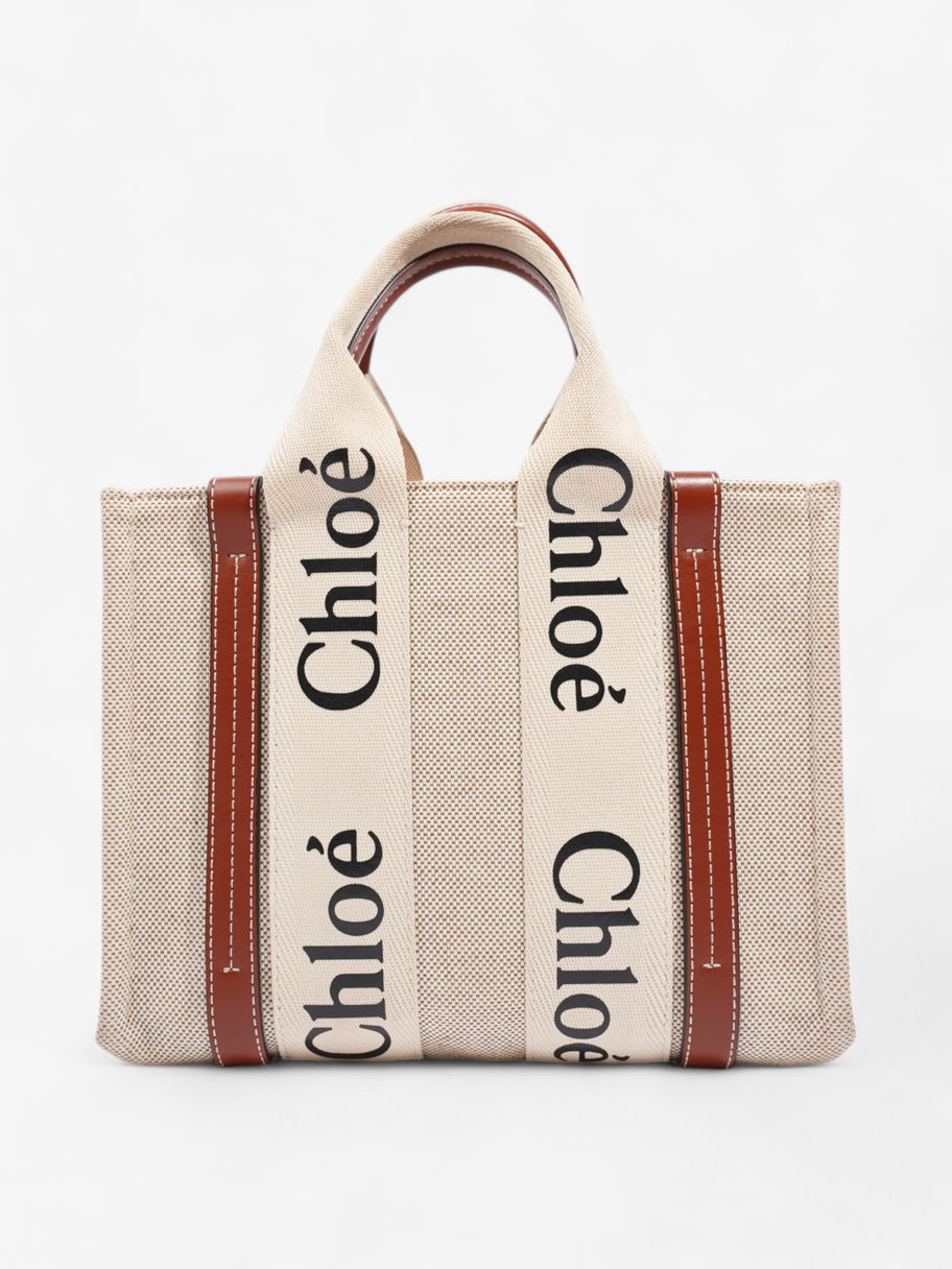 Chloe Woody Tote Beige / Brown Cotton Small Image 4