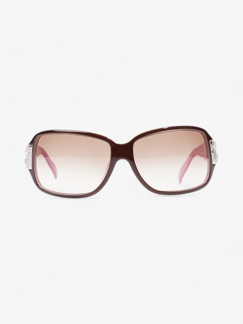  Versace Oversized Sunglasses Pink / Brown Acetate 120mm