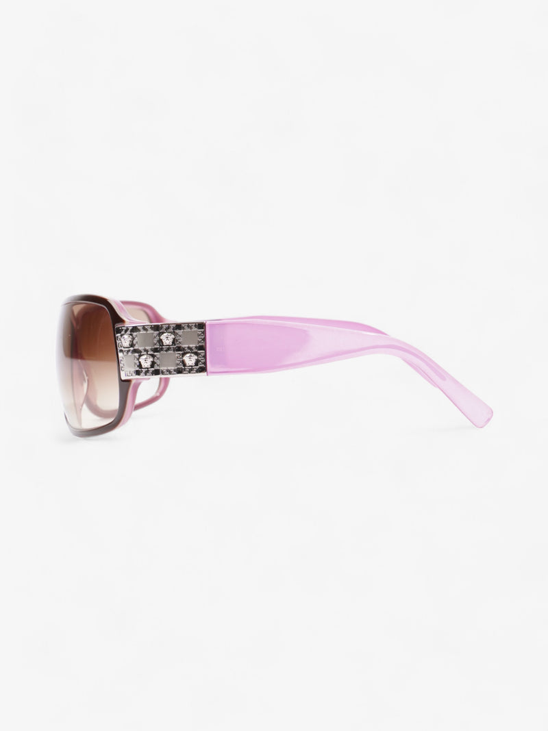  Versace Oversized Sunglasses Pink / Brown Acetate 120mm