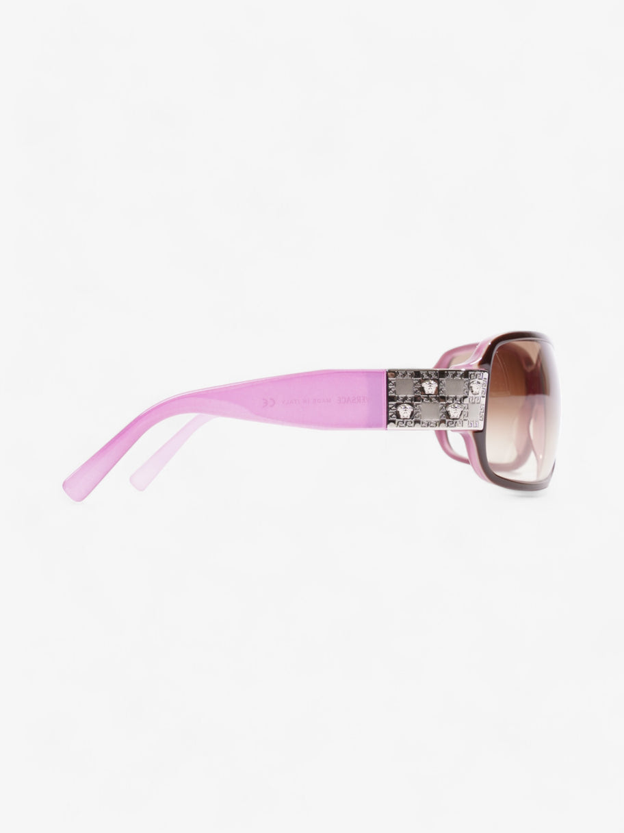 Versace Oversized Sunglasses Pink / Brown Acetate 120mm Image 4