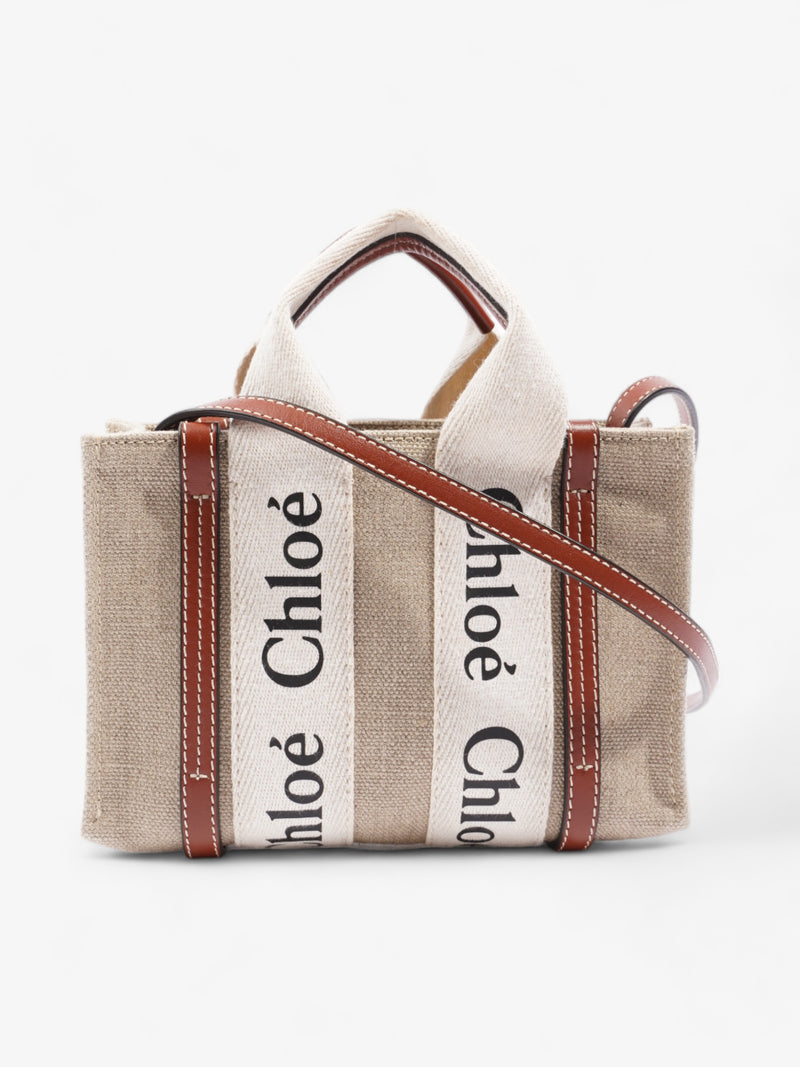  Chloe Woody Tote Brown  / Cream Canvas Mini