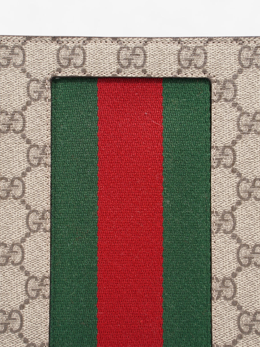 Gucci Web Clutch GG Supreme / Green / Red Canvas Image 3