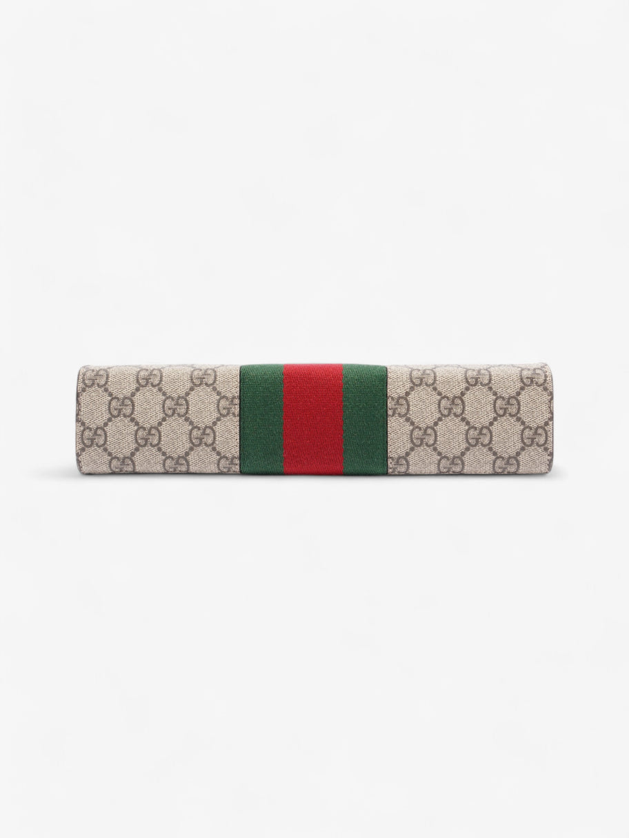 Gucci Web Clutch GG Supreme / Green / Red Canvas Image 7