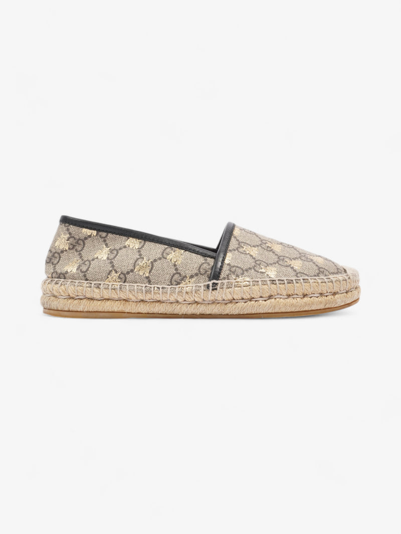  Gucci GG Bee Espadrille GG Supreme / Gold Canvas EU 36.5 UK 3.5