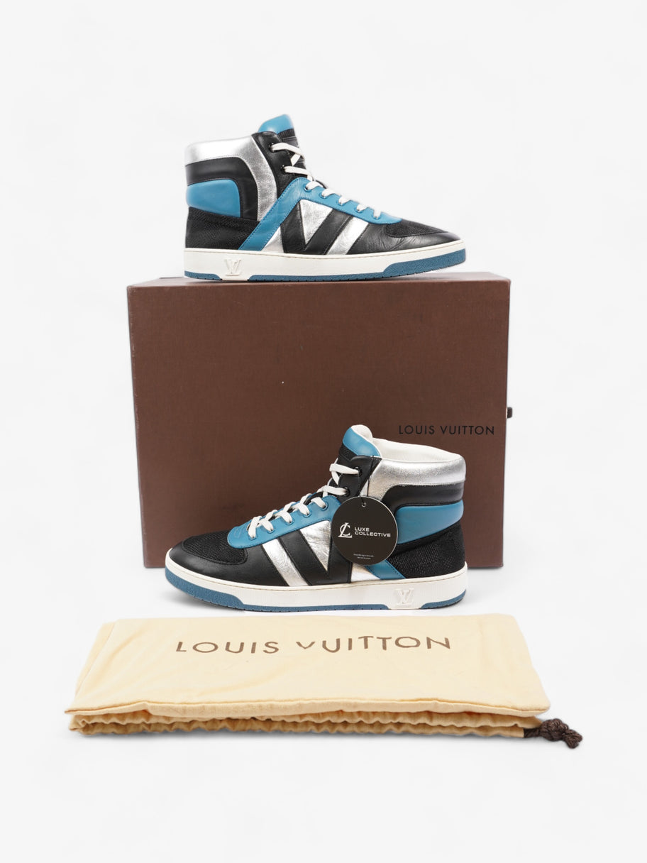 Louis Vuitton High Top Sneakers Black / Blue / Silver Leather EU 39.5 UK 6.5 Image 10