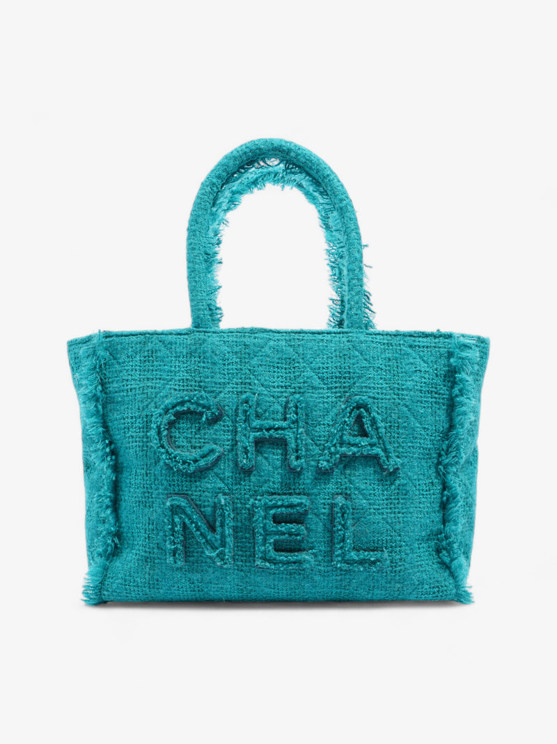  Chanel Shopper Tote Teal Green Tweed Medium