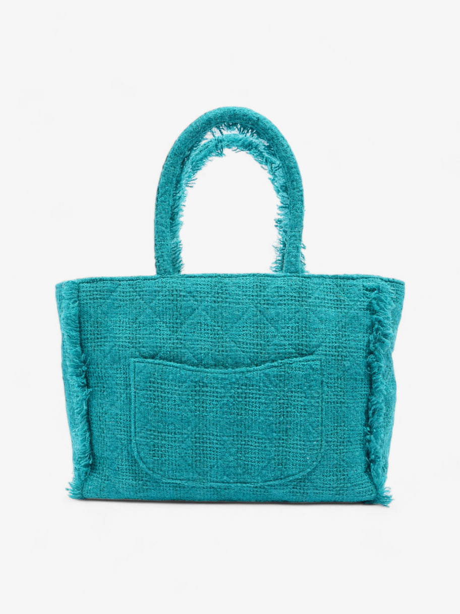 Chanel Shopper Tote Teal Green Tweed Medium Image 3