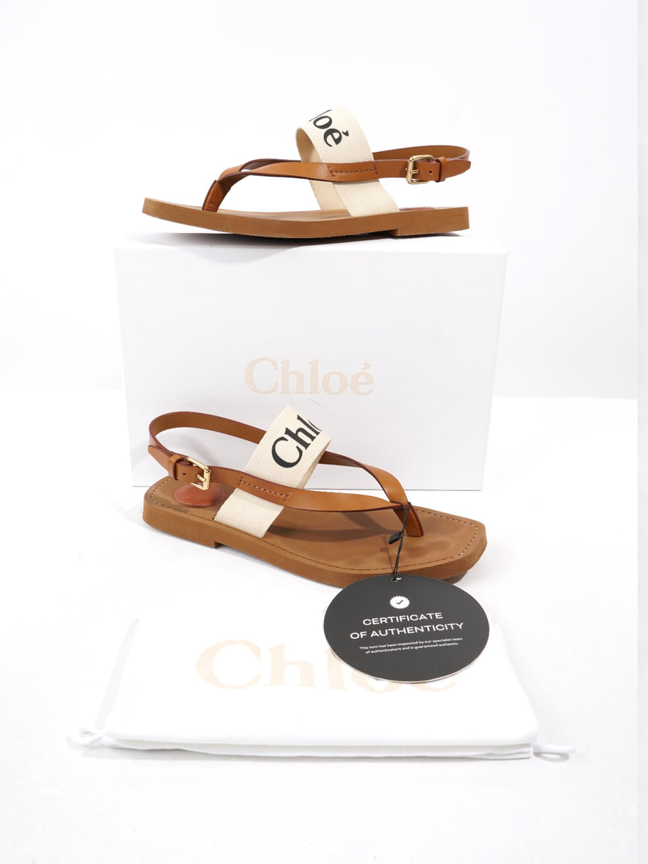 Chloe Woody Sandals Cream / Black / Brown Canvas EU 39 UK 6 Image 2