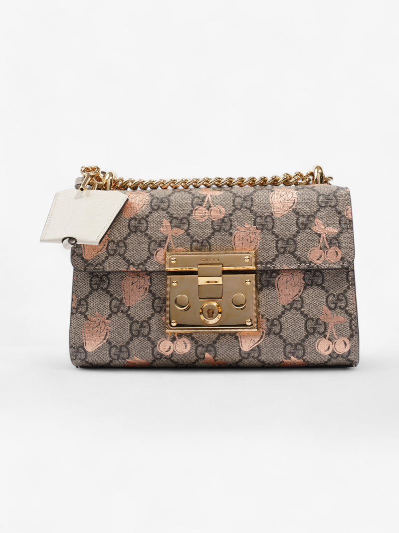  Gucci Padlock Berry Shoulder Bag GG Supreme / Rose Gold Canvas Small