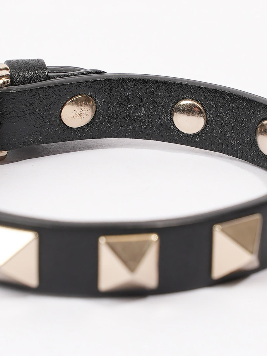 Valentino Rockstud Bracelet Black / Gold Leather Image 4