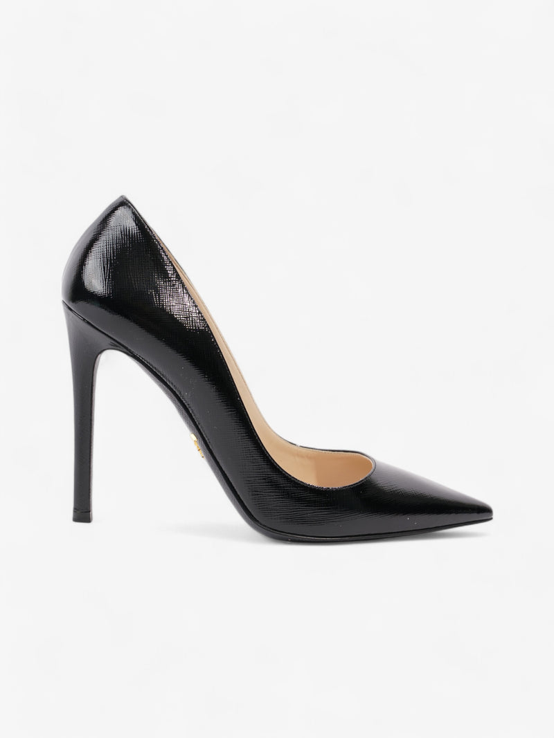  Prada Pointed Toe Heels Black Saffiano Leather EU 38 UK 5