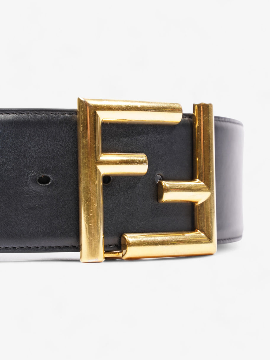 Fendi FF Motif Wide Belt Black Gold Leather 85cm 34 Luxe Collective