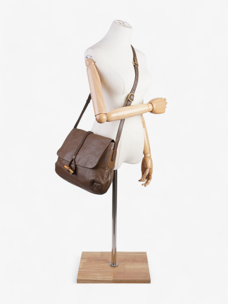  Gucci Bamboo Flap Brown Leather