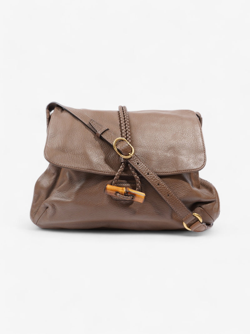  Gucci Bamboo Flap Brown Leather