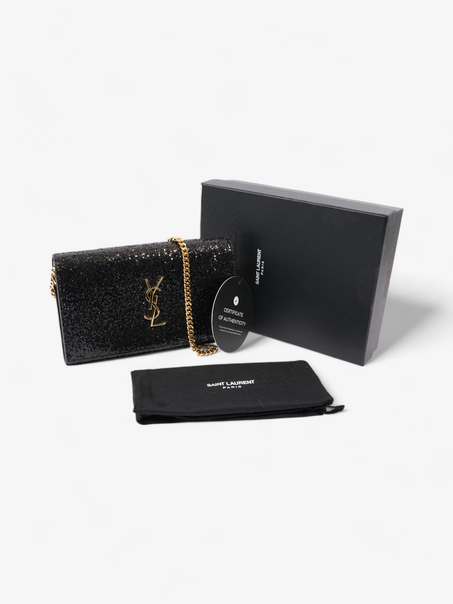 Saint Laurent Kate Chain Wallet Black Glitter Small Image 12