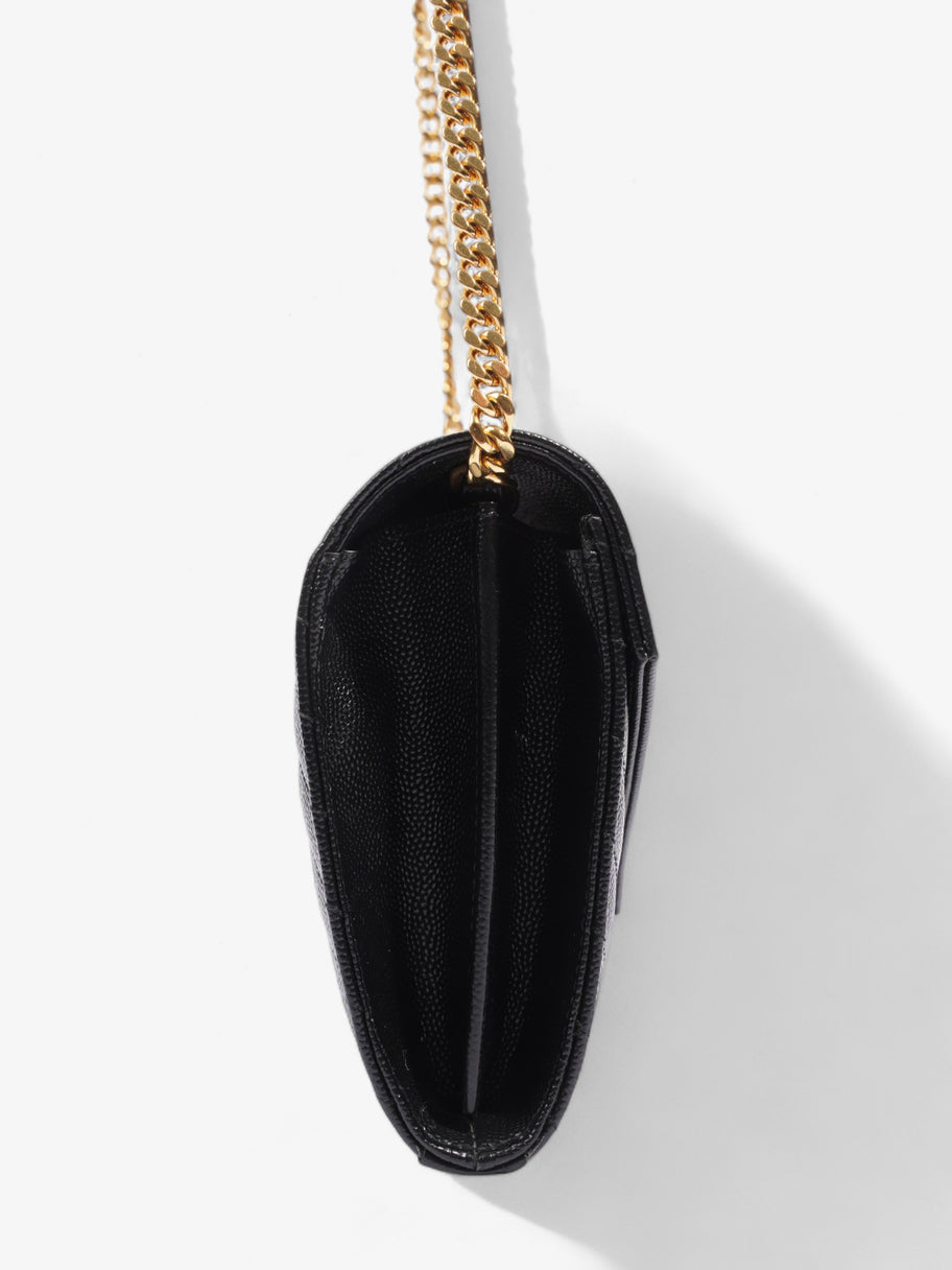 Saint Laurent Cassandre Envelope Chain Wallet Black Grained Leather Image 5