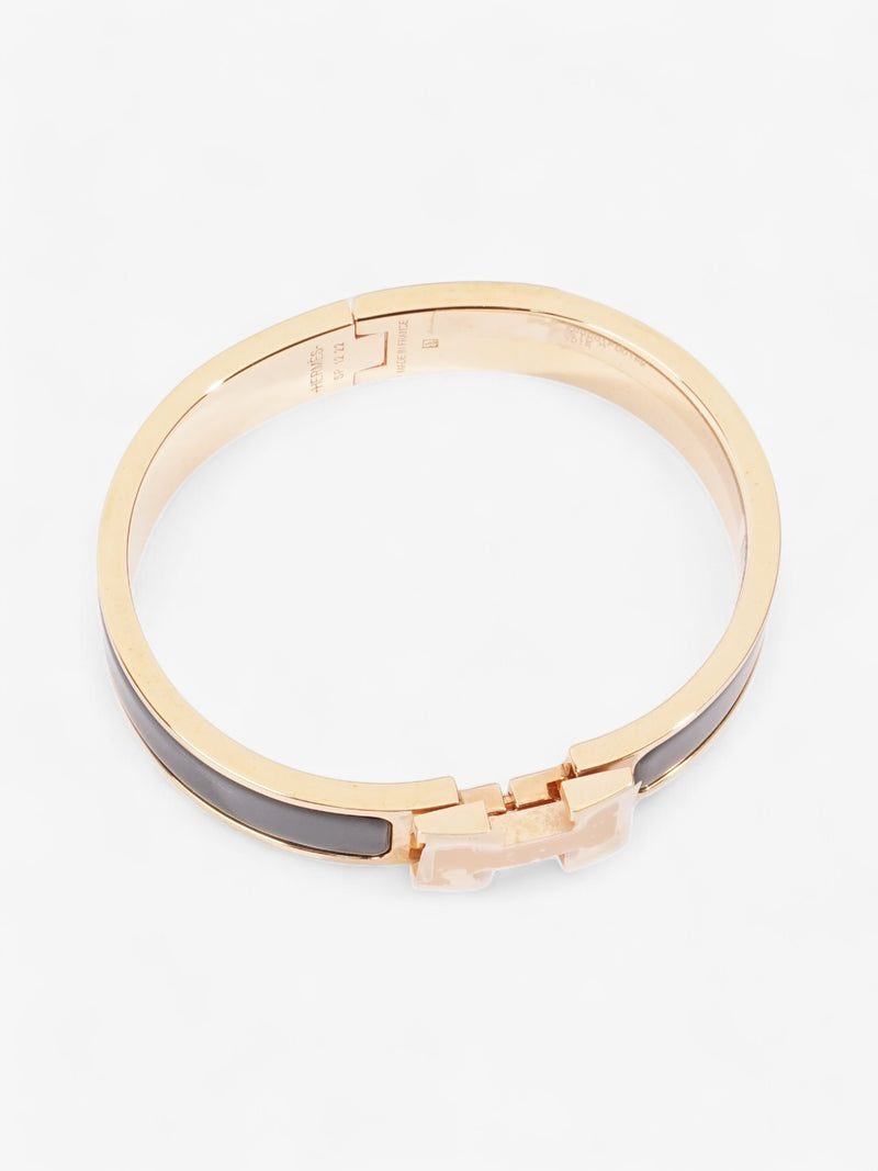  Hermes Clic H Bracelet Gold / Black Enamel GM