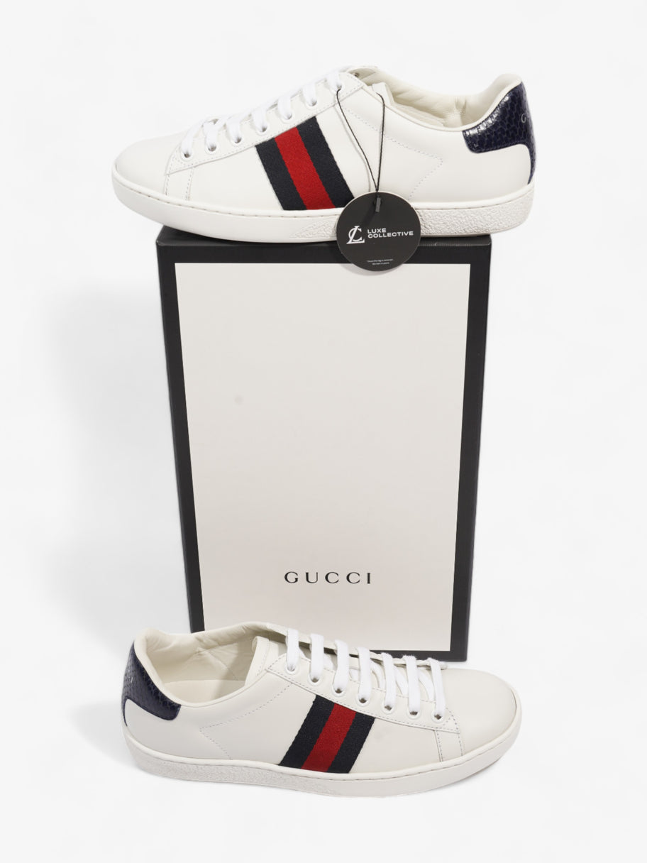 Gucci Ace Sneakers White Navy Blue Red Leather EU 37 UK 4 Luxe Collective