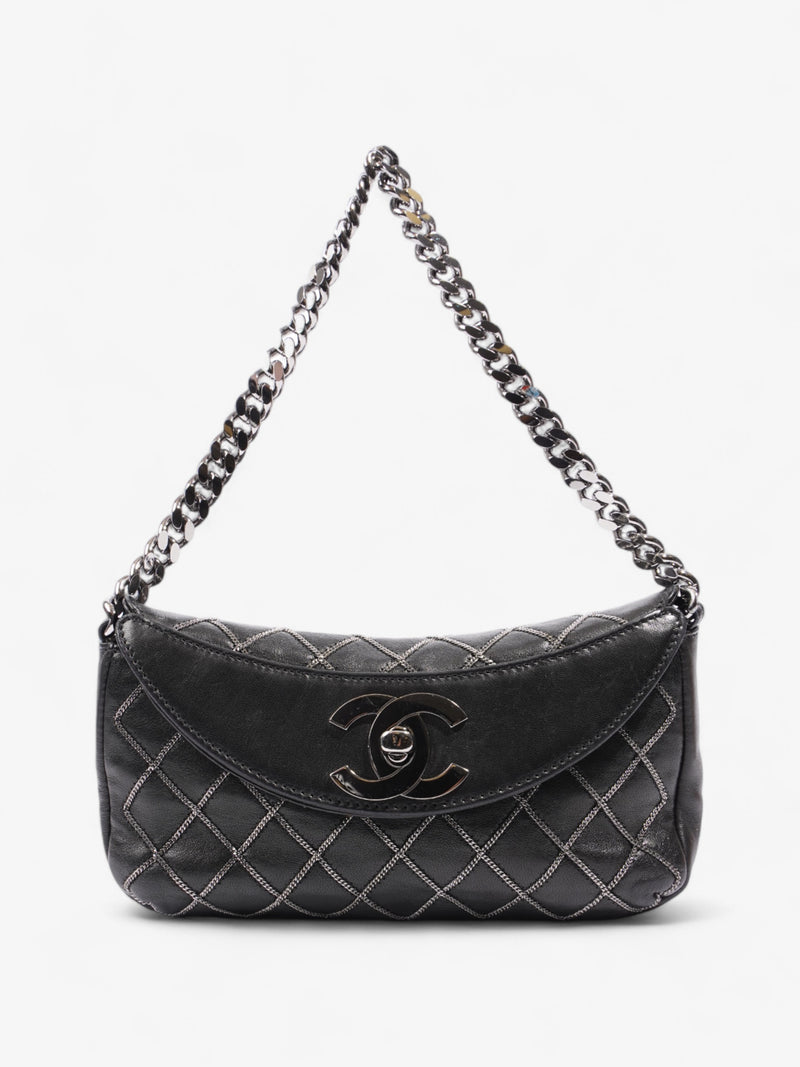  Chanel Chain Stitch Flap Bag Black Lambskin Leather