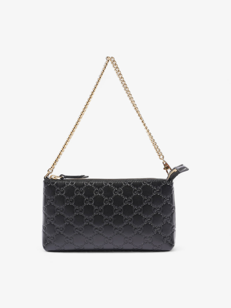  GG Zipped Pouch Black Empreinte Leather