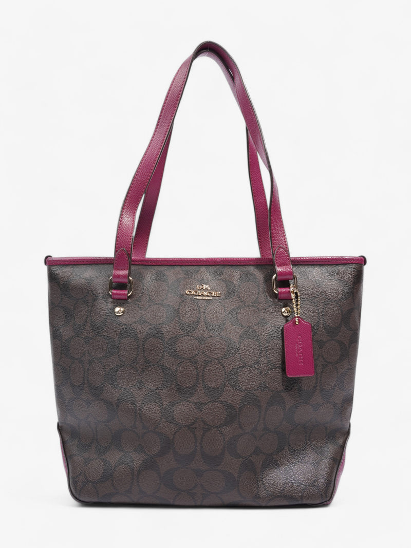  Coach Gallery Tote Brown / Magenta Canvas