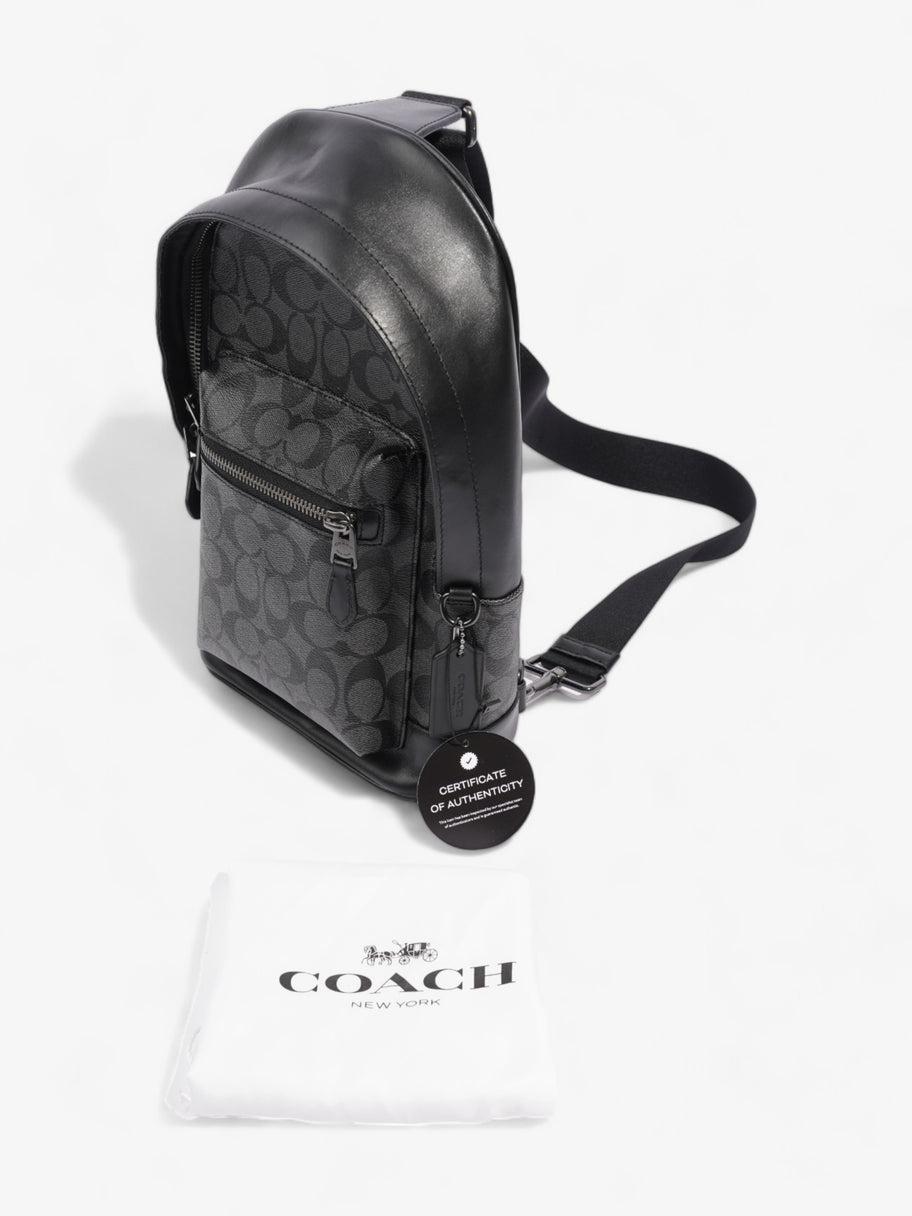 Coach West Pack Black Signature Canvas Coated Canvas Image 9