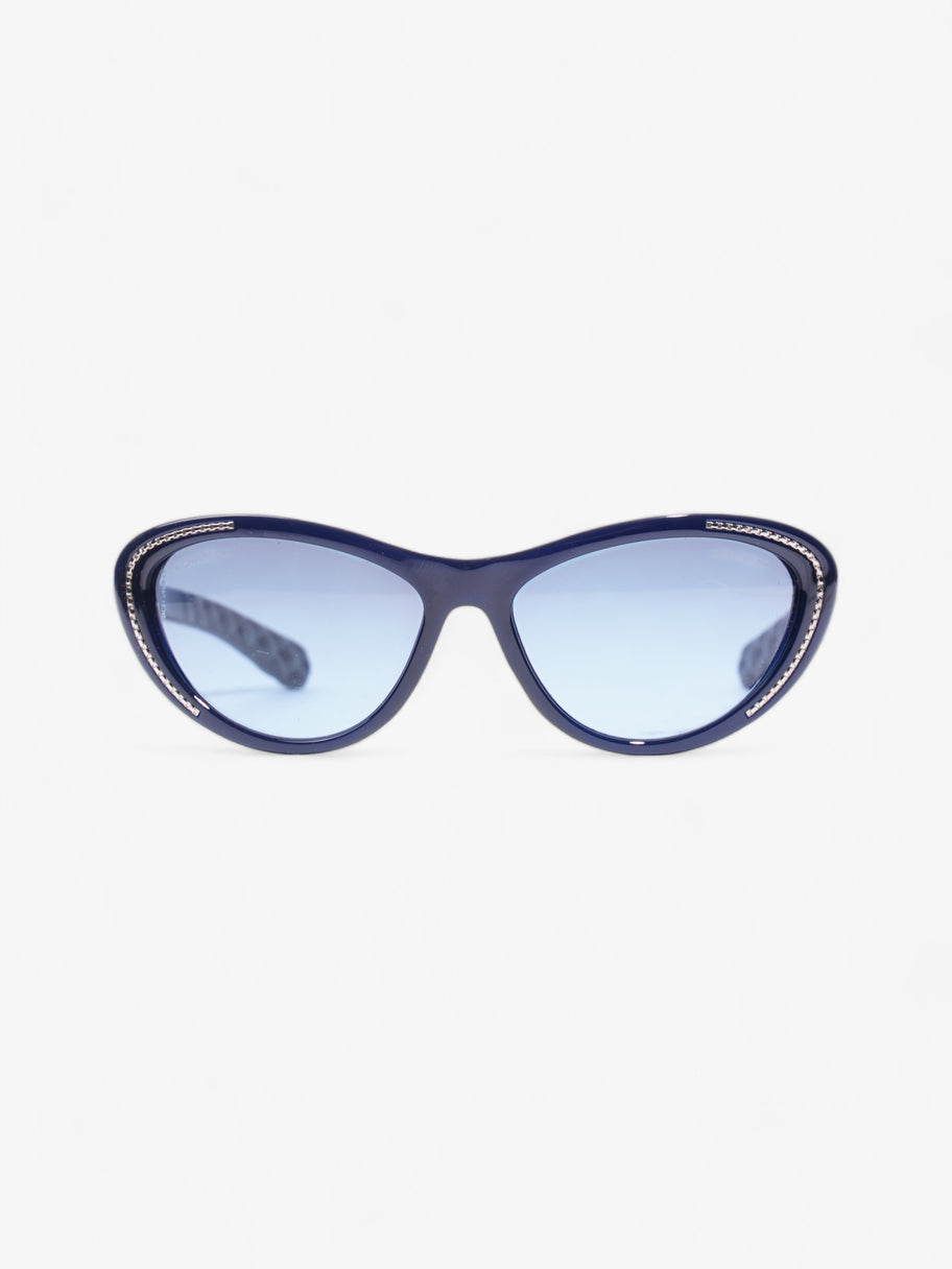 Chanel Chain Detail Cat Eye Sunglasses Navy Acetate 140mm Image 1