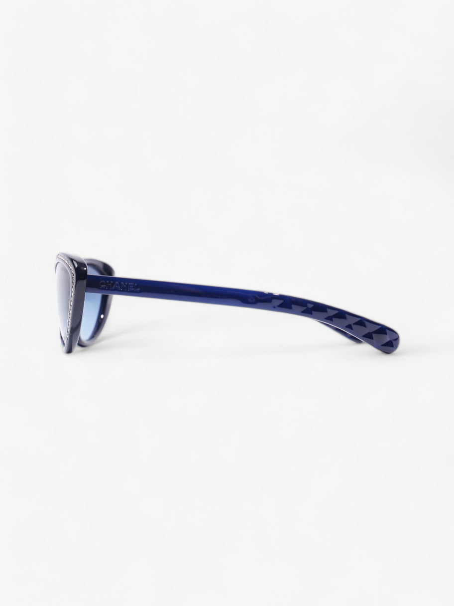 Chanel Chain Detail Cat Eye Sunglasses Navy Acetate 140mm Image 2