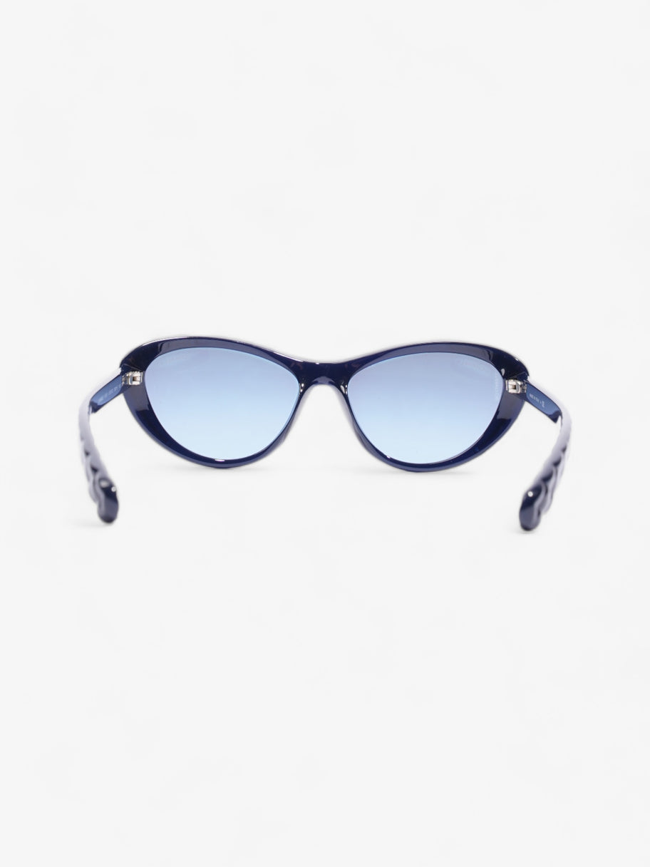 Chanel Chain Detail Cat Eye Sunglasses Navy Acetate 140mm Image 3