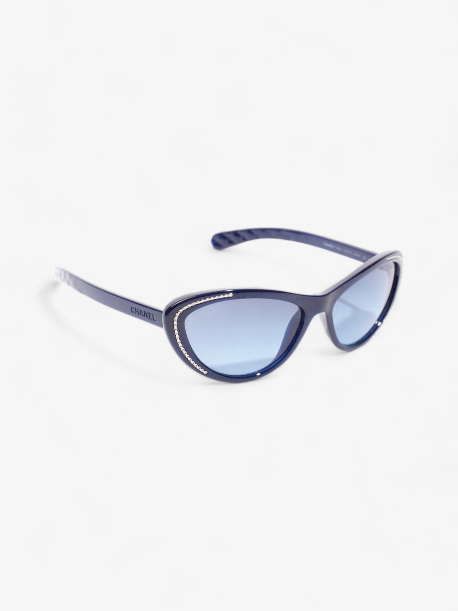 Chanel Chain Detail Cat Eye Sunglasses Navy Acetate 140mm Image 7