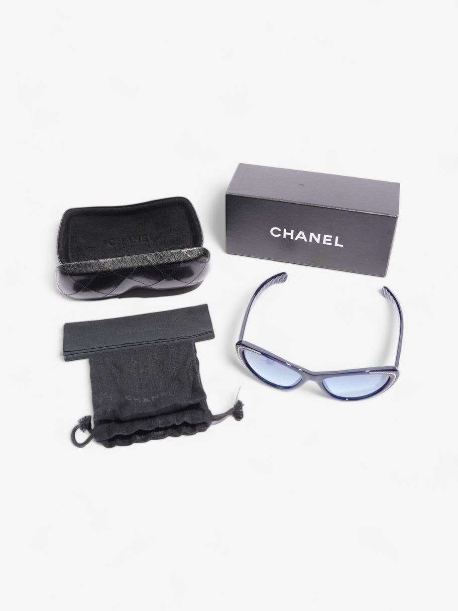 Chanel Chain Detail Cat Eye Sunglasses Navy Acetate 140mm Image 8