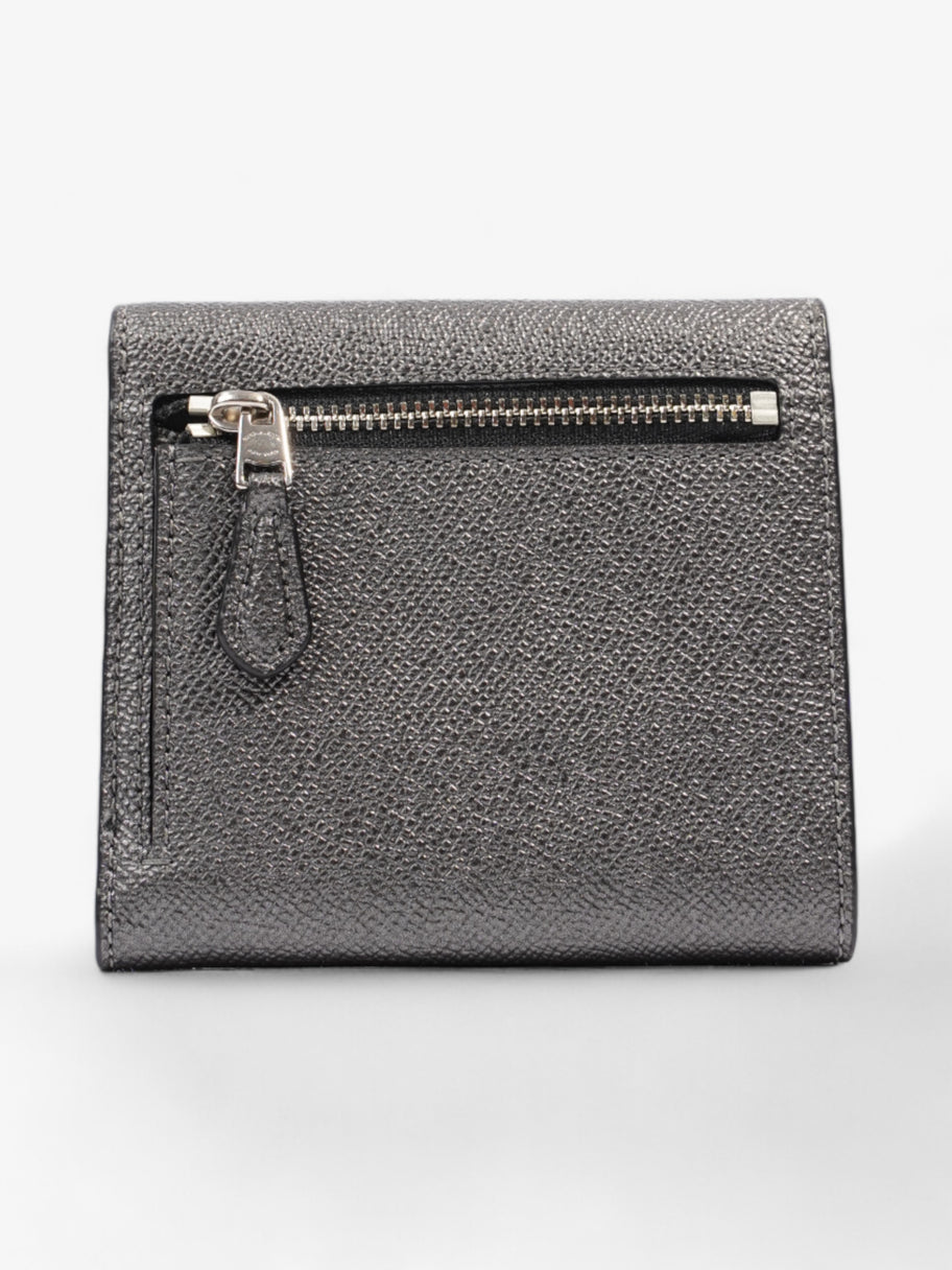 Coach Small Wallet Silver Metallic Graphite Leather Luxe Collective