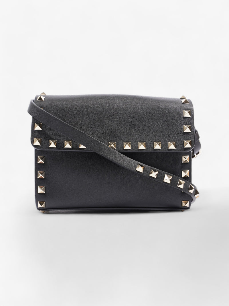  Valentino Rockstud Flap Black Leather Small