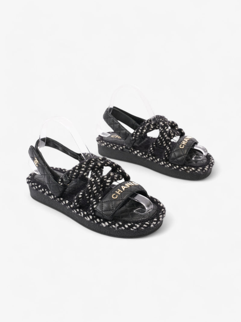  Chanel CC Sandals Black / White Leather EU 37 UK 4