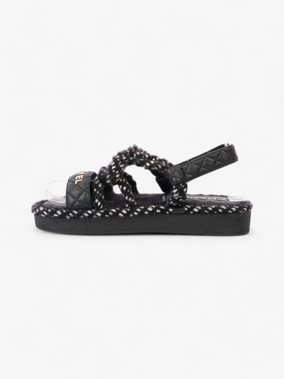 Chanel CC Sandals Black / White Leather EU 37 UK 4 Image 3